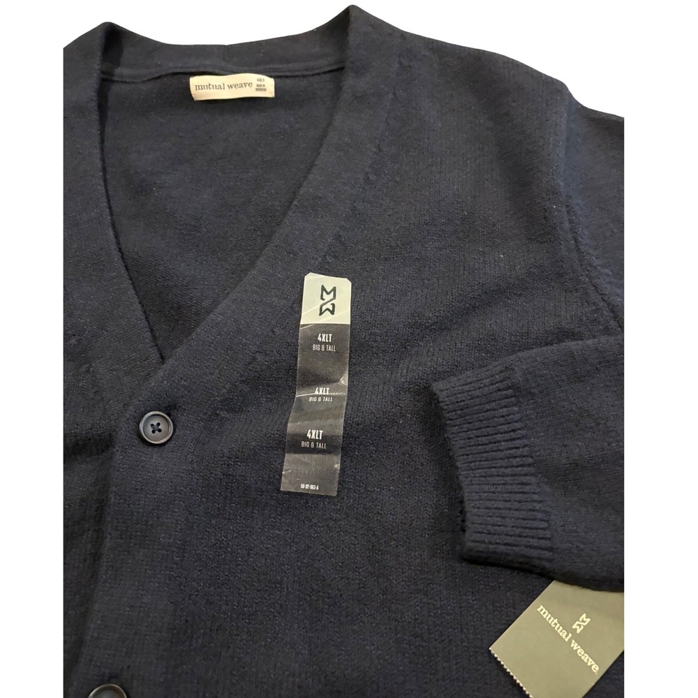 Mutual Weave Men's 4XT Navy Button Front Cardigan Sweater Big Tall NWT